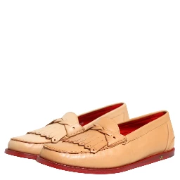 Beige Tassel Leather Men Slip On Loafers Shoes