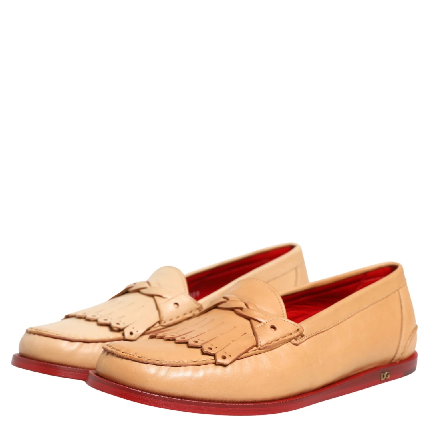 Beige Tassel Leather Men Slip On Loafers Shoes