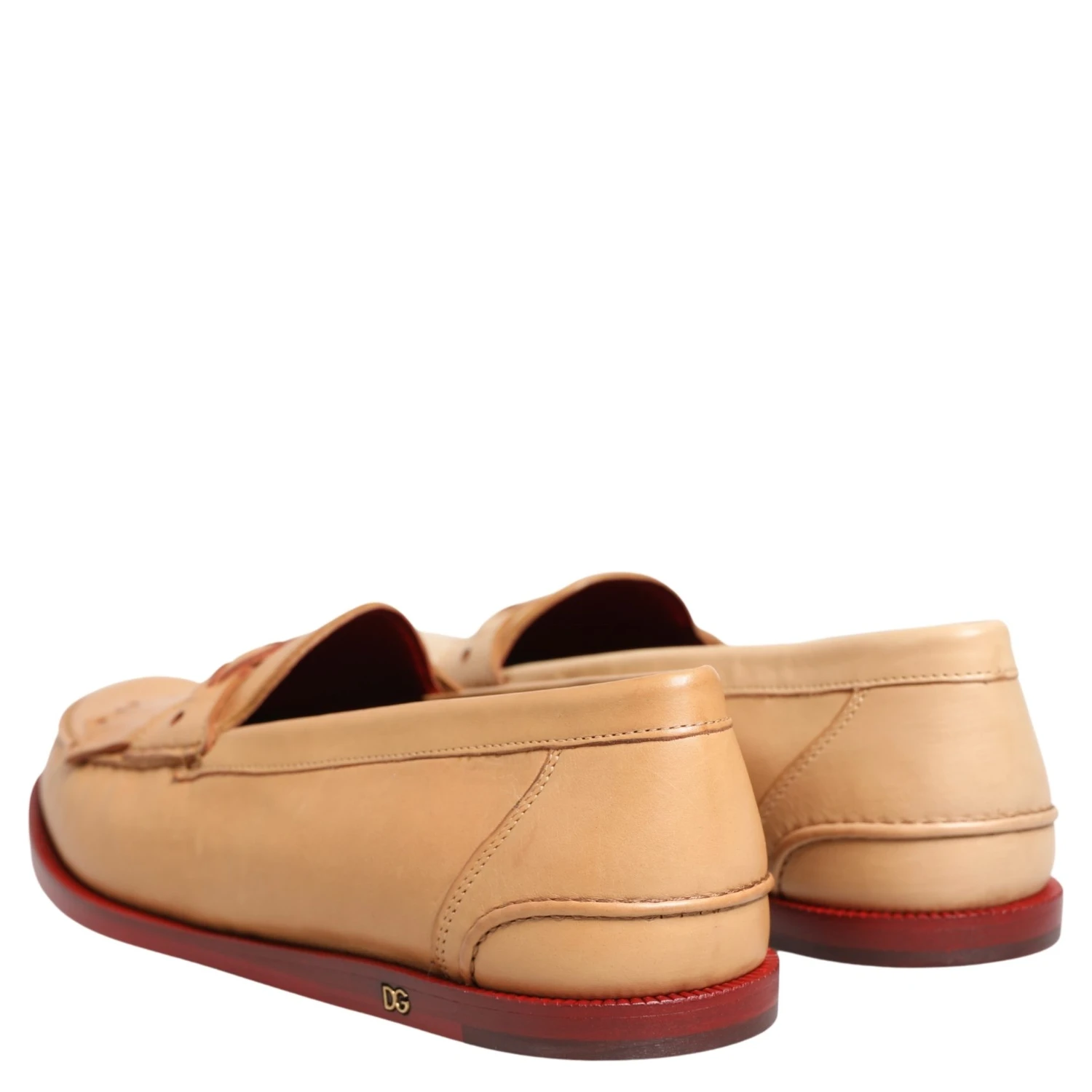 Beige Tassel Leather Men Slip On Loafers Shoes
