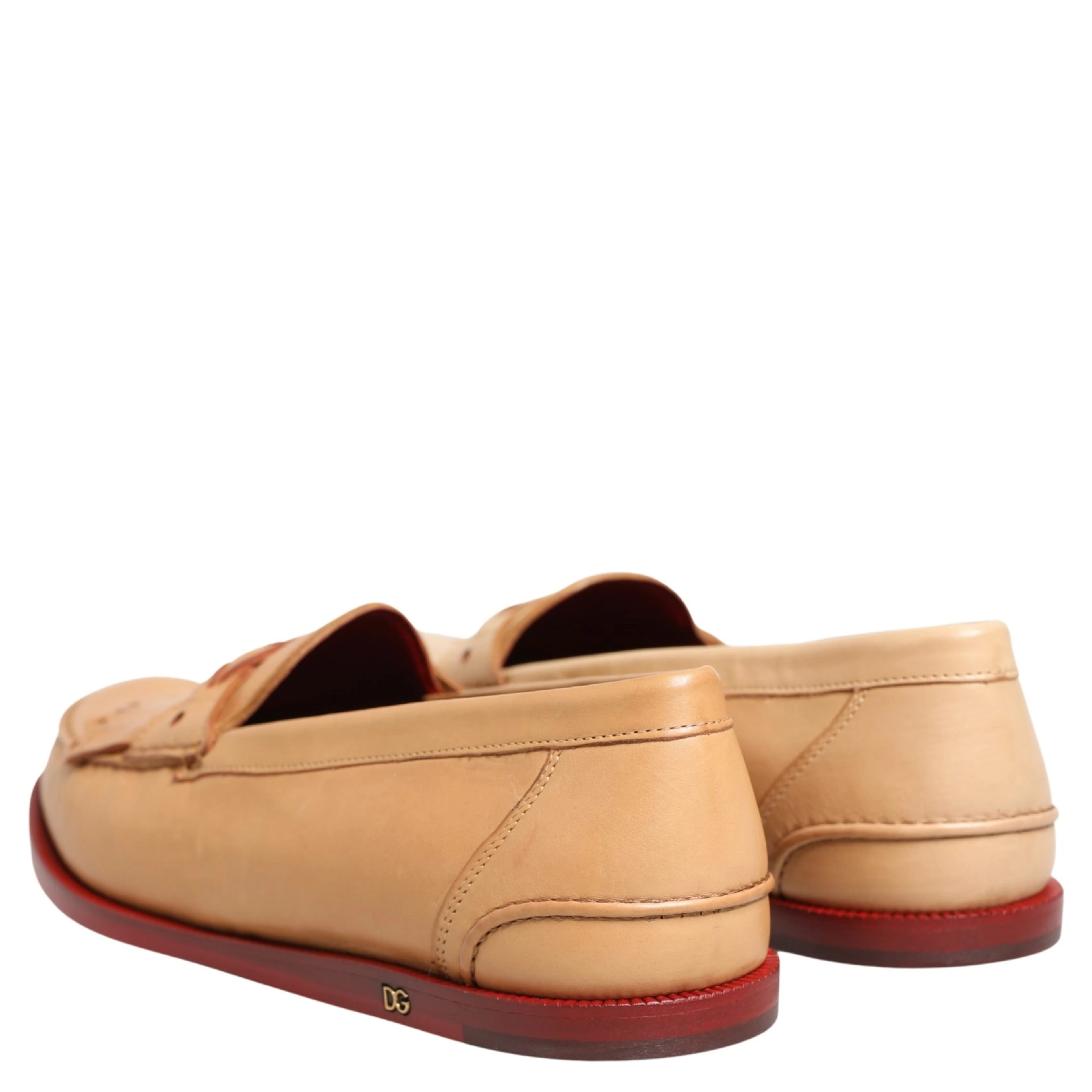 Beige Tassel Leather Men Slip On Loafers Shoes