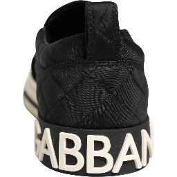 Black Quilted Slip On Low Top Sneakers Shoes