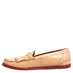 Beige Tassel Leather Men Slip On Loafers Shoes
