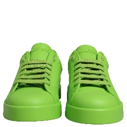 Green Leather Portofino Low Top Sneakers Shoes