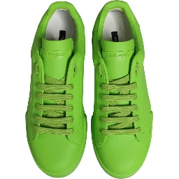 Green Leather Portofino Low Top Sneakers Shoes