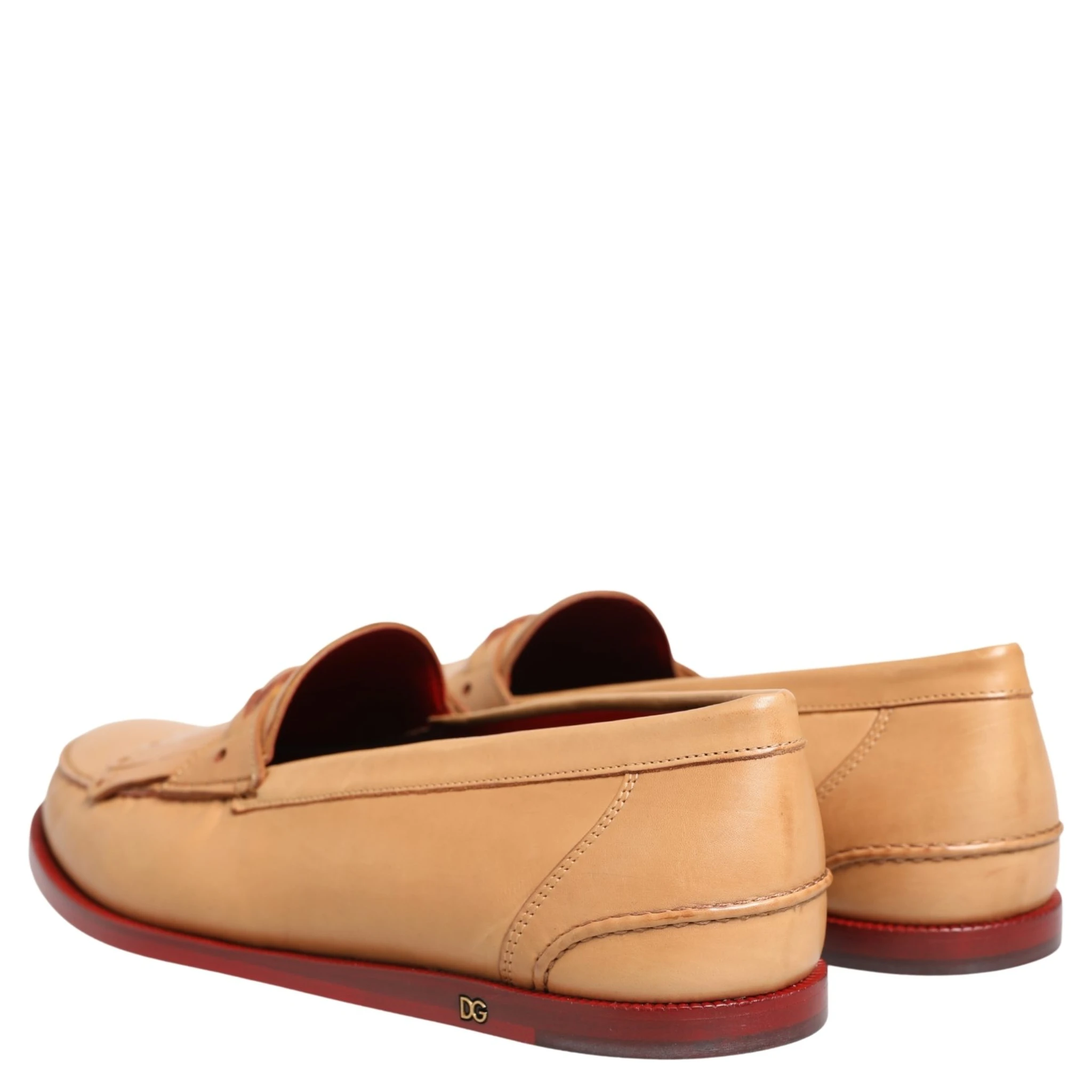 Beige Tassel Leather Men Slip On Loafers Shoes