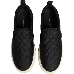 Black Quilted Slip On Low Top Sneakers Shoes