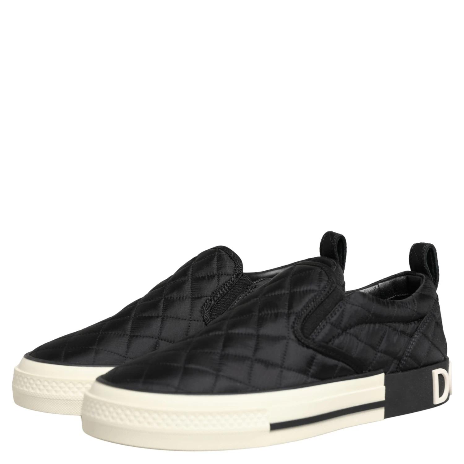 Black Quilted Slip On Low Top Sneakers Shoes