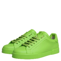 Green Leather Portofino Low Top Sneakers Shoes