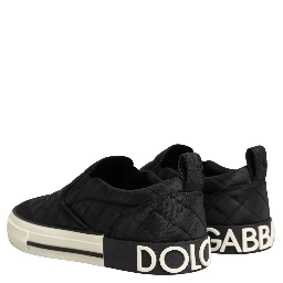 Black Quilted Slip On Low Top Sneakers Shoes
