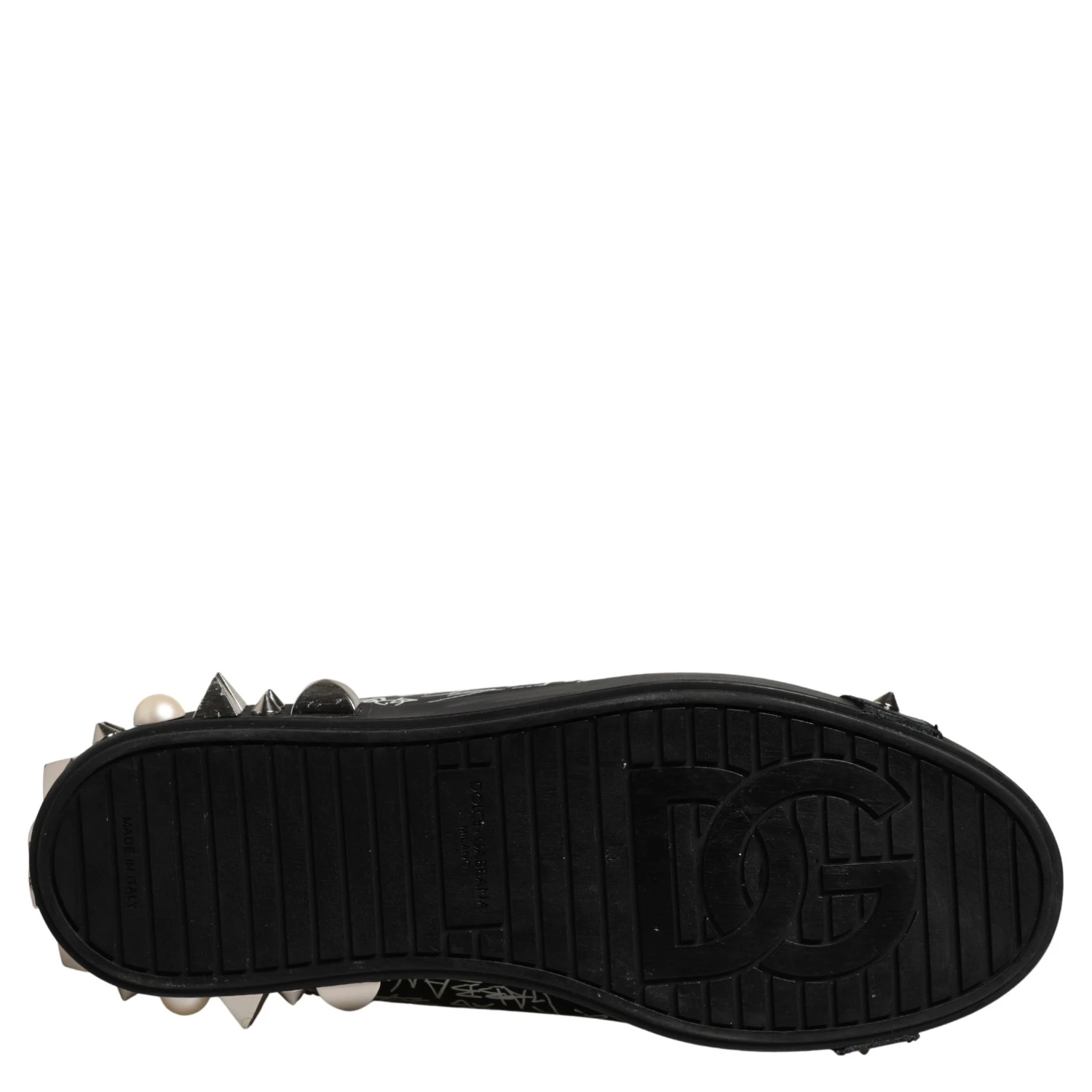 Black Portofino Graffiti Stud Sneakers Shoes
