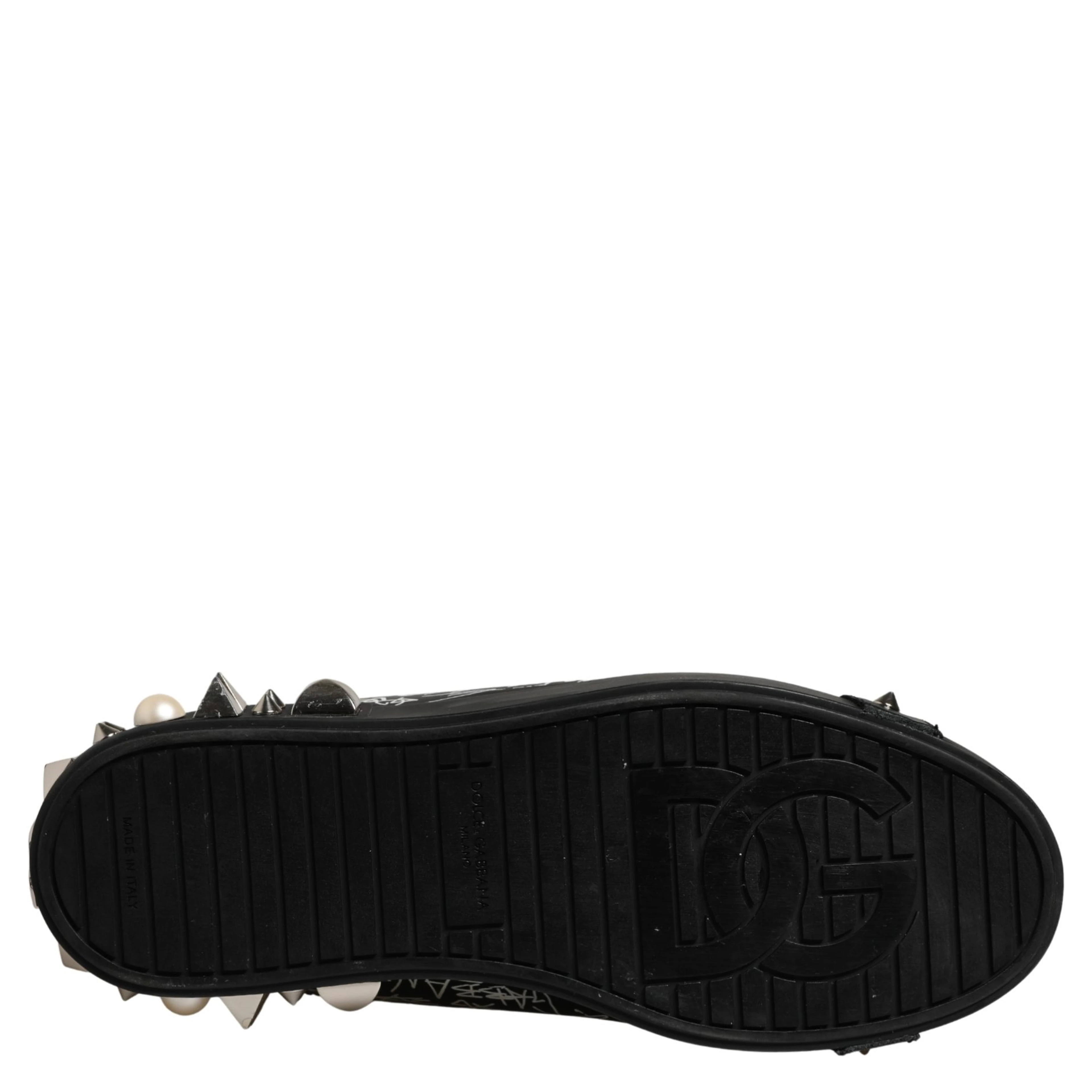 Black Portofino Graffiti Stud Sneakers Shoes