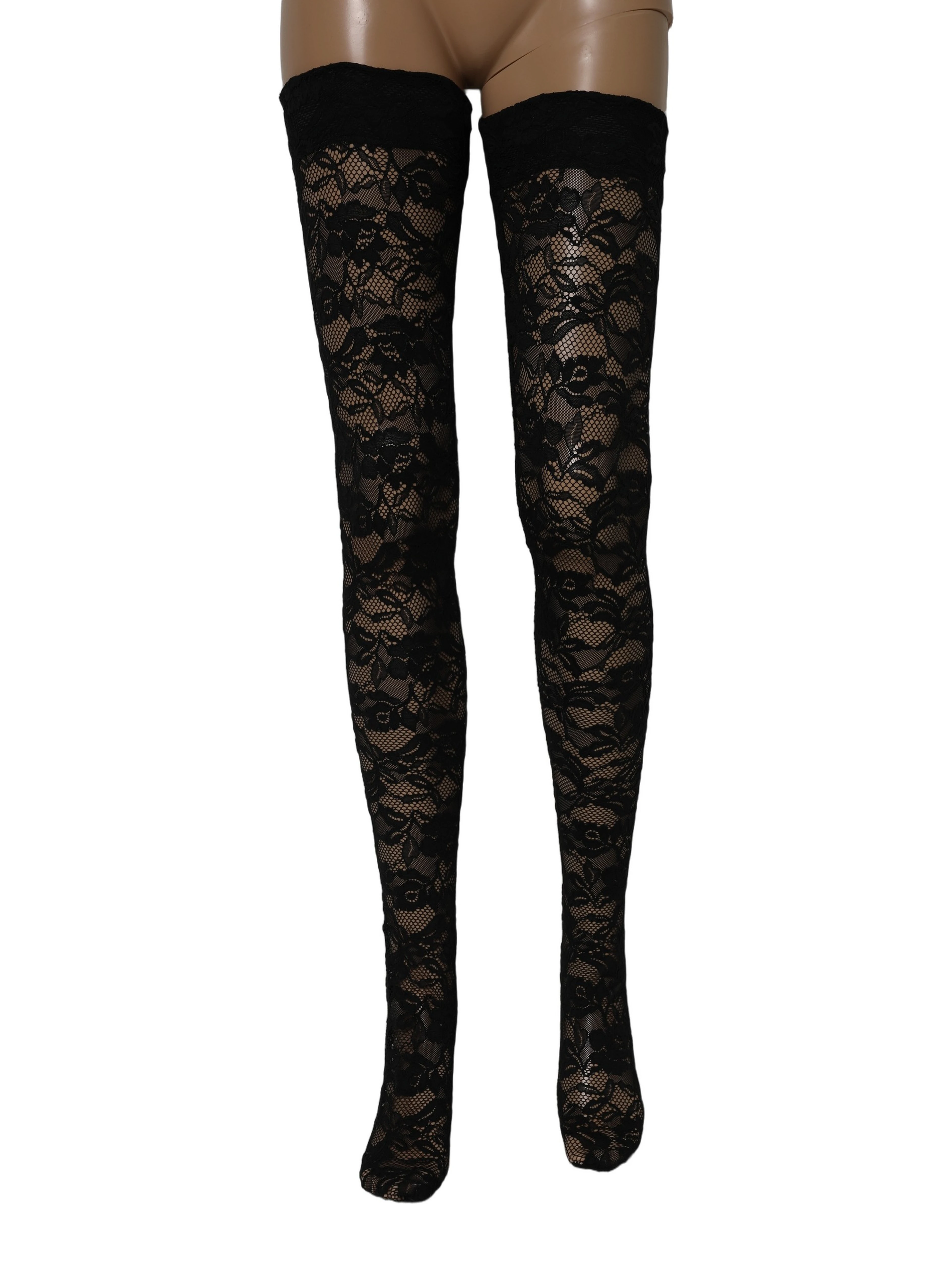 Black Floral Lace Thigh High Stockings Socks
