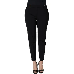 Black Skinny Mid Waist Chino Women Trouser Pants