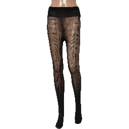 Black Nylon Tartan Pattern Tights Stockings Socks