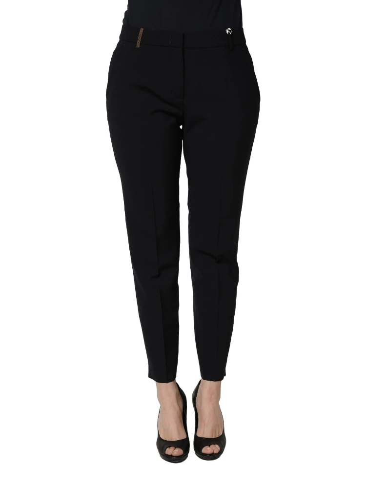 Black Skinny Mid Waist Chino Women Trouser Pants alternative