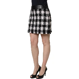 Black White Tweed Houndstooth Mini Skirt