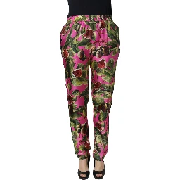 Fuchsia Fig Fruit Leaf Tapered Trouser Pants