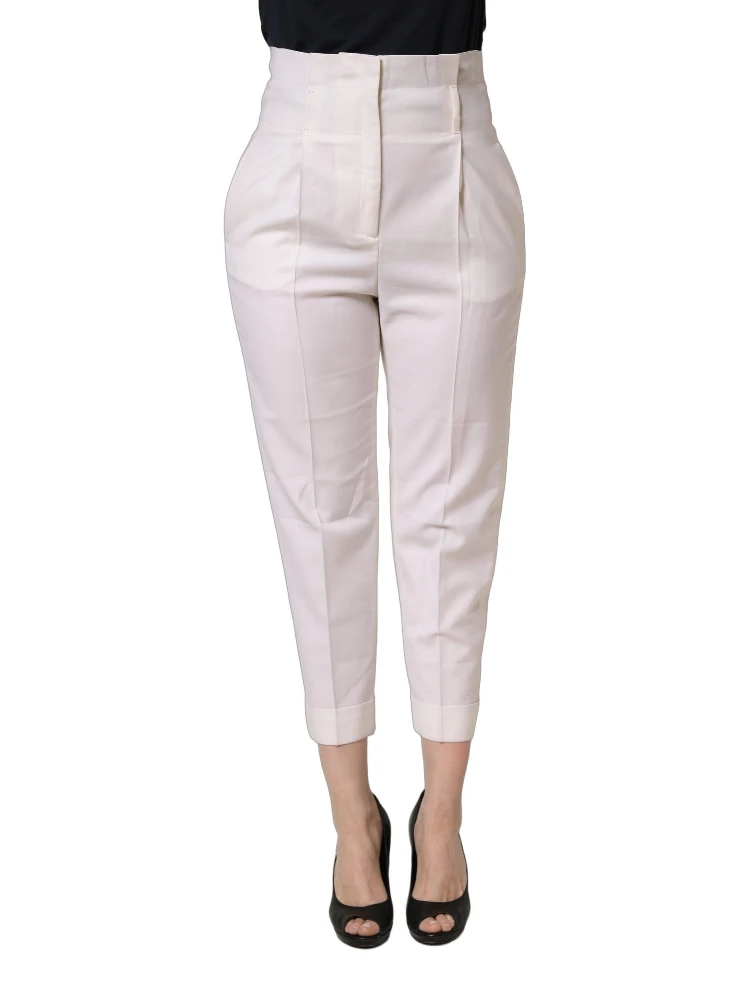 White Skinny High Waist Chino Cropped Trouser Pants alternative