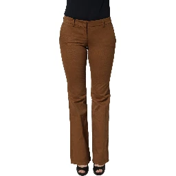 Brown Low Waist Cotton Women Bootcut Trousers Pants