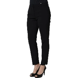 Black Skinny Mid Waist Chino Women Trouser Pants