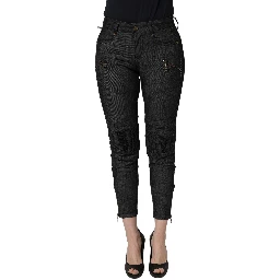 Black Cotton Mid Waist Skinny Denim Jeans