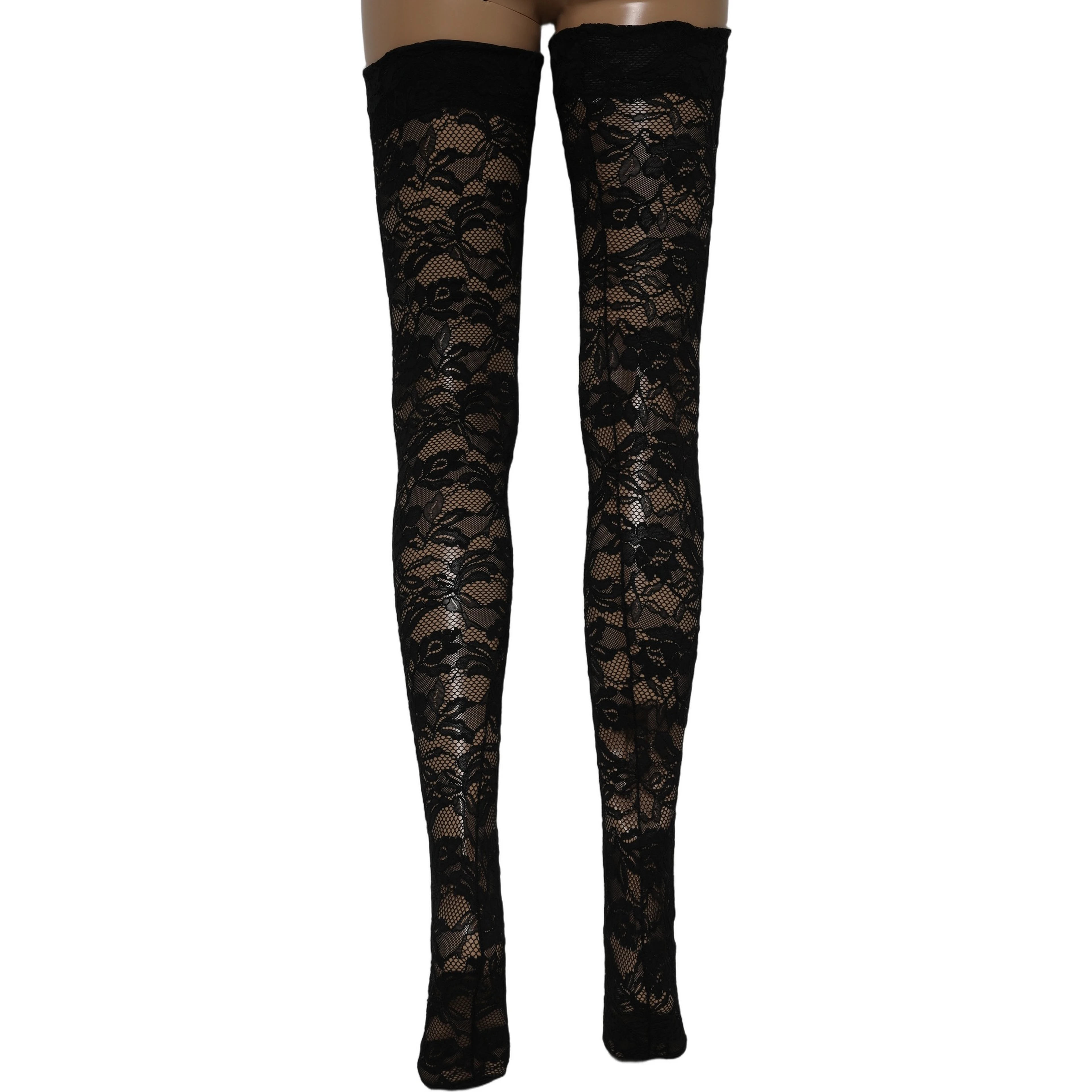 Black Floral Lace Thigh High Stockings Socks