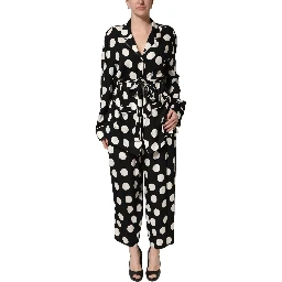 Black White Polka Dot Pajama 2 Piece Set Sleepwear