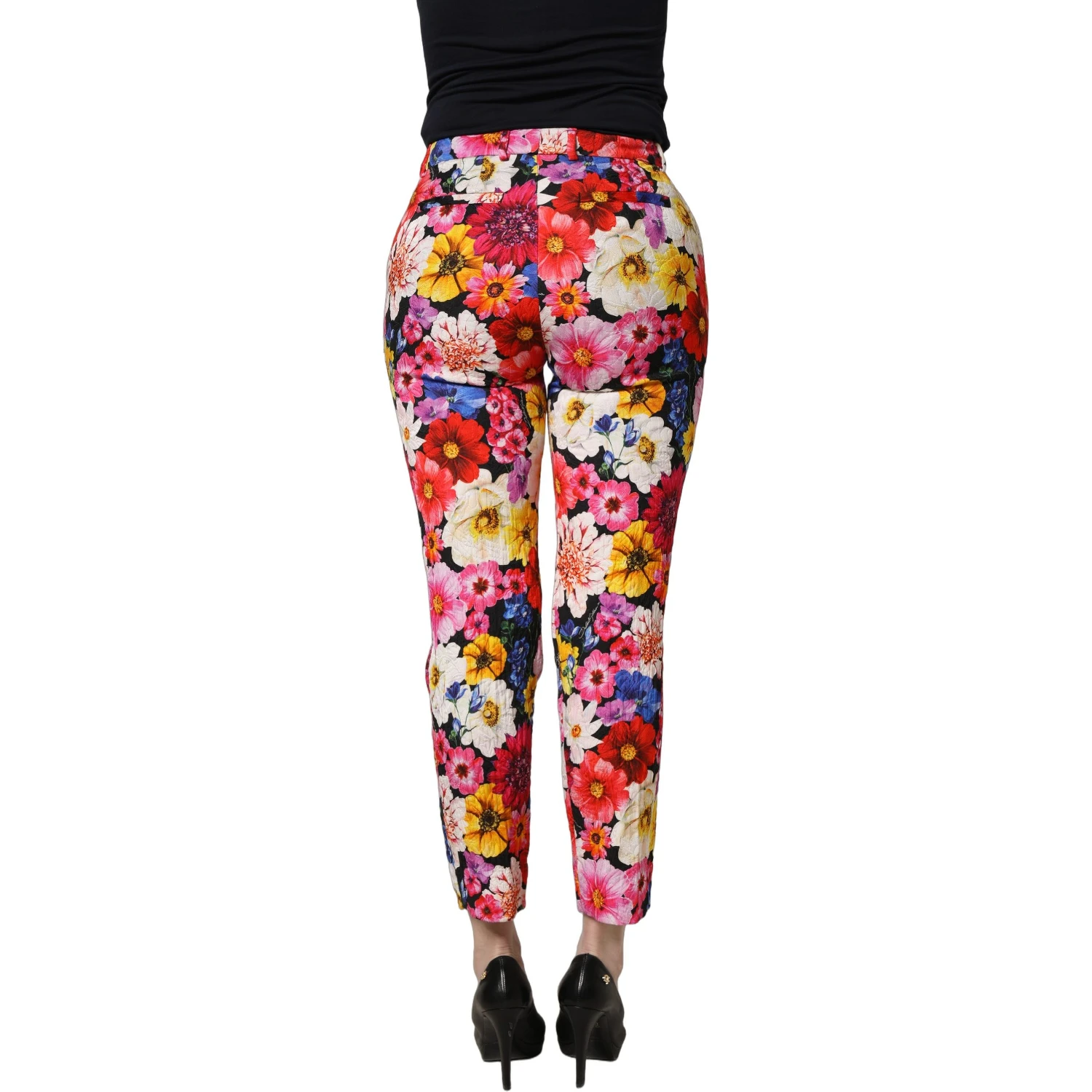 Multicolor Floral Print Tapered Trouser Pants