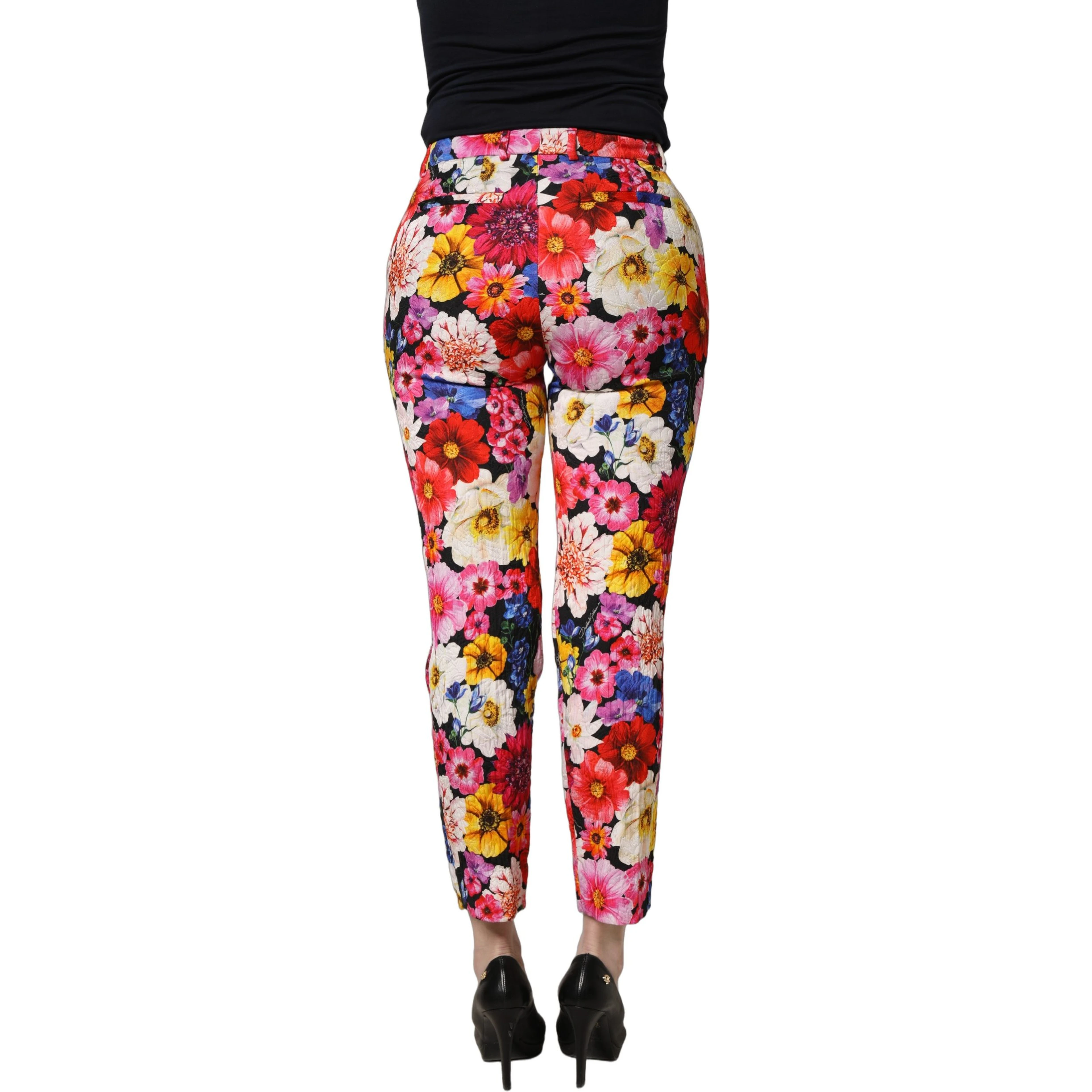 Multicolor Floral Print Tapered Trouser Pants
