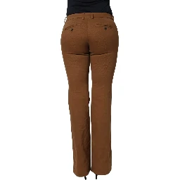 Brown Low Waist Cotton Women Bootcut Trousers Pants