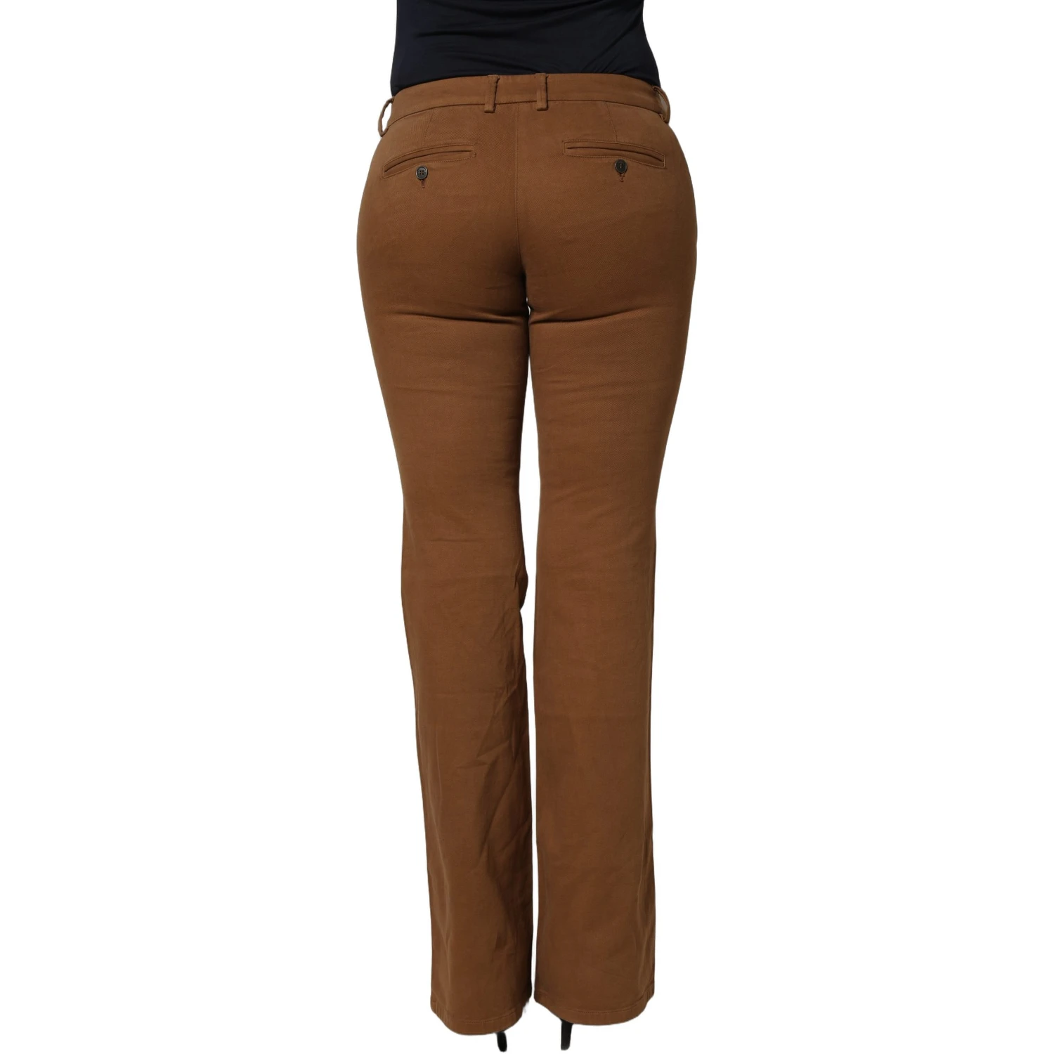 Brown Low Waist Cotton Women Bootcut Trousers Pants