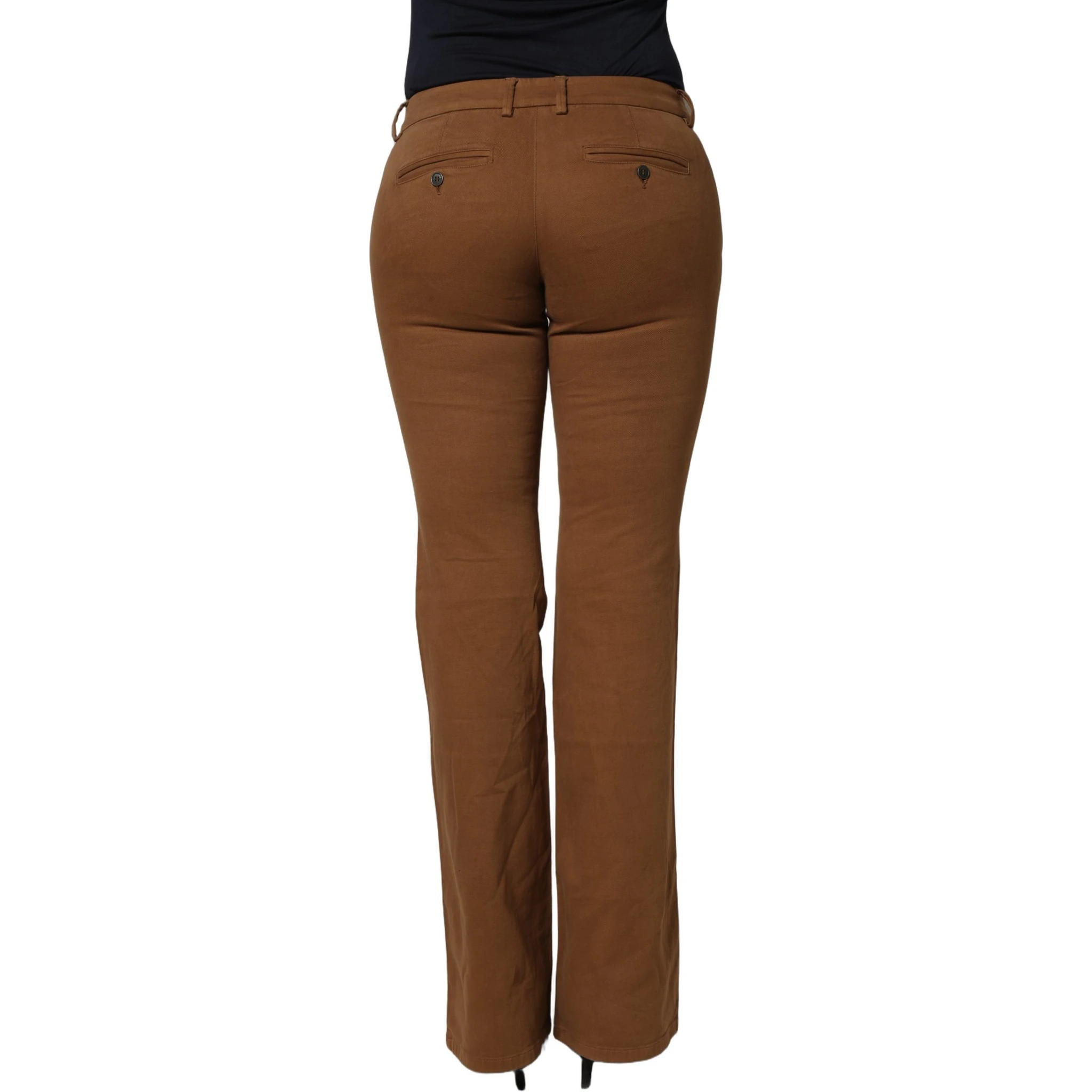 Brown Low Waist Cotton Women Bootcut Trousers Pants