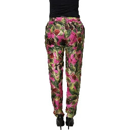 Fuchsia Fig Fruit Leaf Tapered Trouser Pants