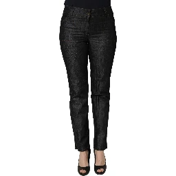 Black Cotton Mid Waist Skinny Denim Trouser Jeans