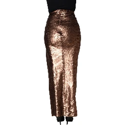 Rose Gold Embellished Sequinned Maxi Skirt