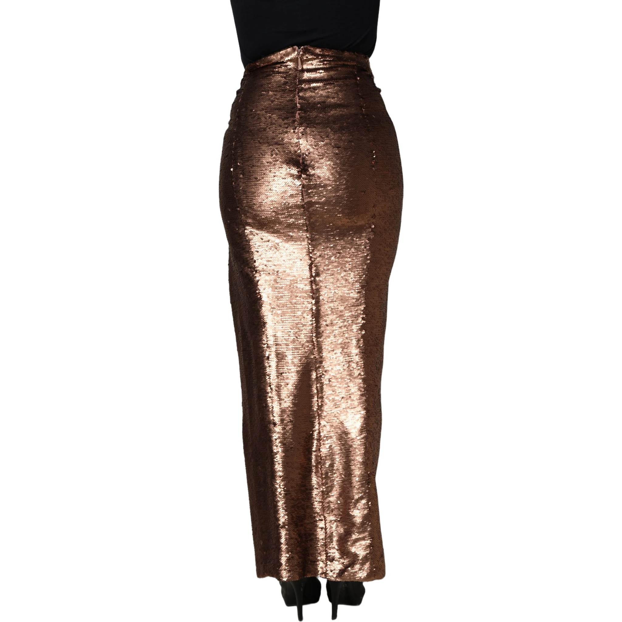 Rose Gold Embellished Sequinned Maxi Skirt