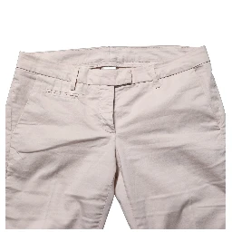 Beige Low Waist Tapered Women Cropped Trousers Pants