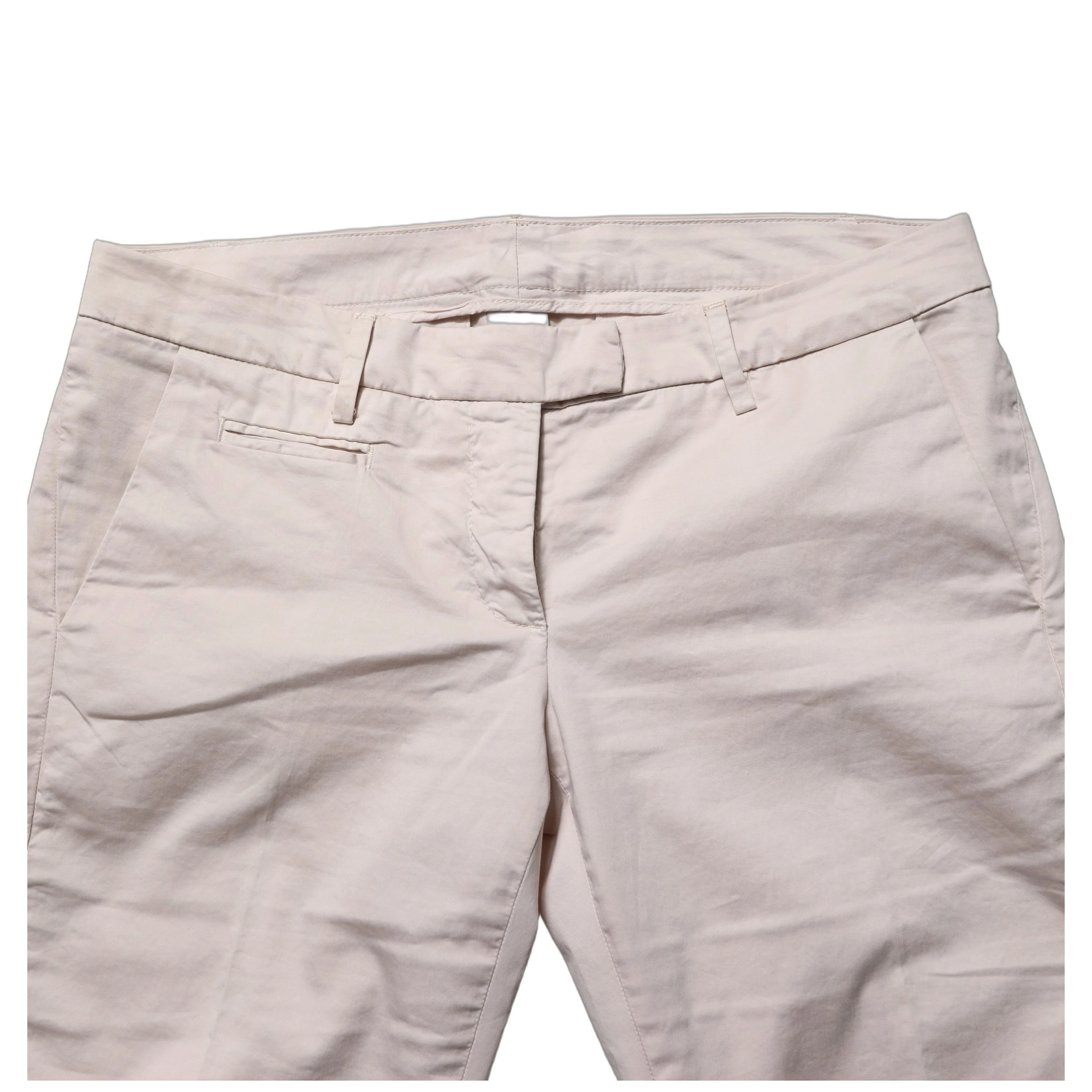 Beige Low Waist Tapered Women Cropped Trousers Pants