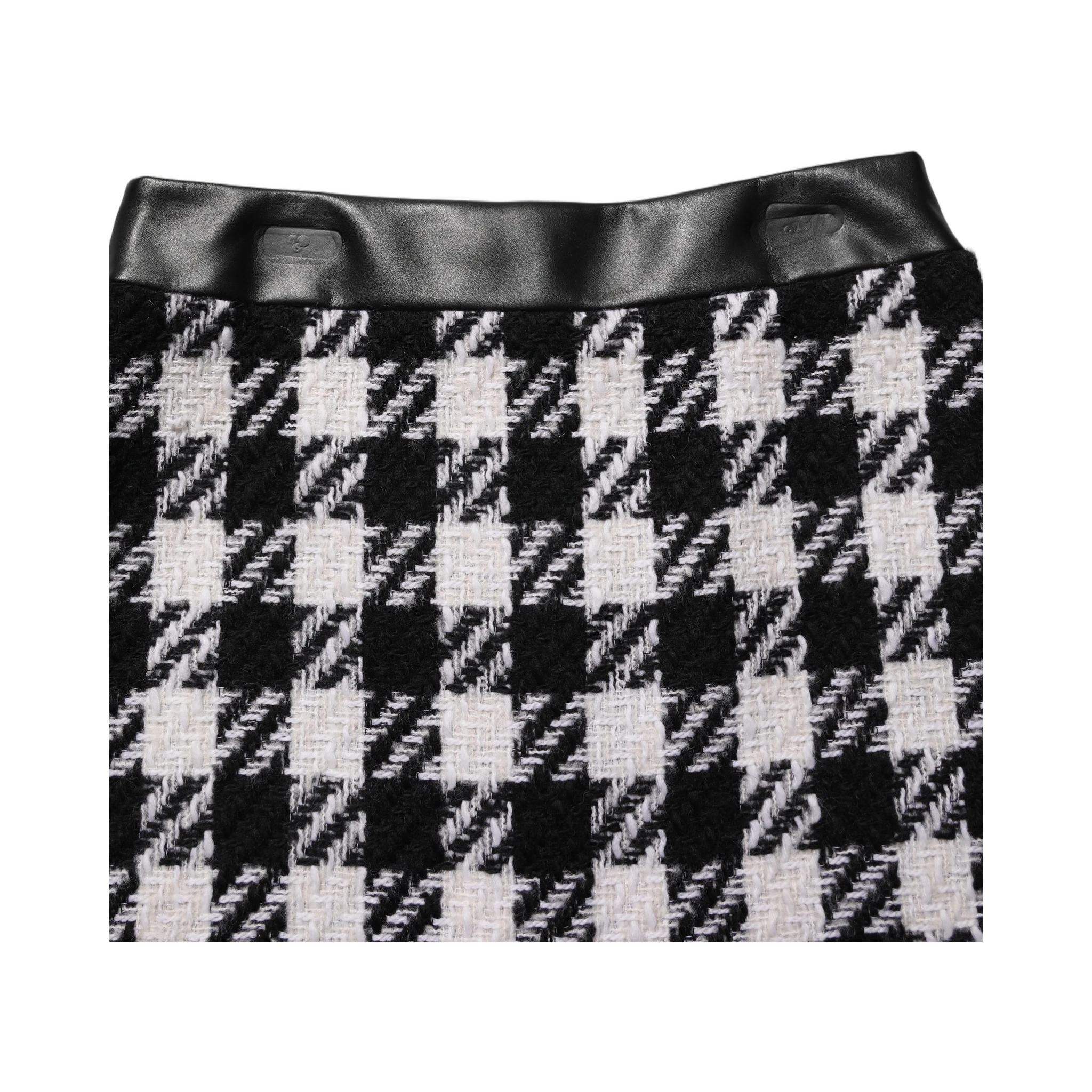 Black White Tweed Houndstooth Mini Skirt