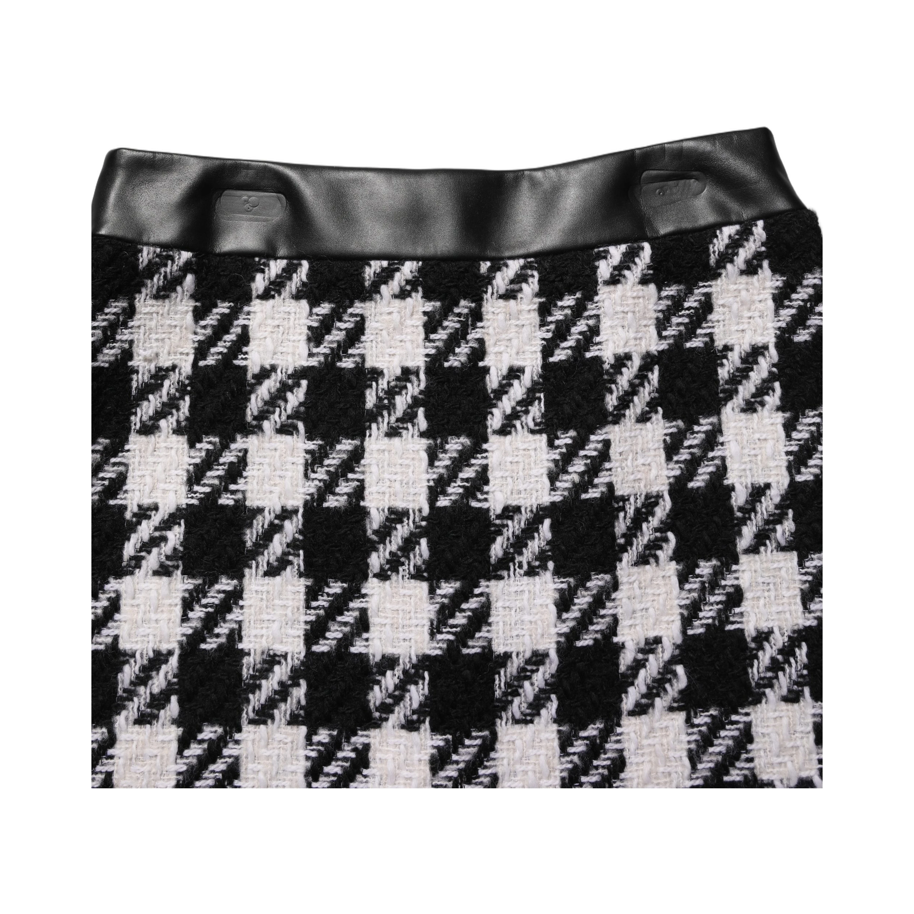 Black White Tweed Houndstooth Mini Skirt