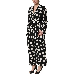Black White Polka Dot Pajama 2 Piece Set Sleepwear