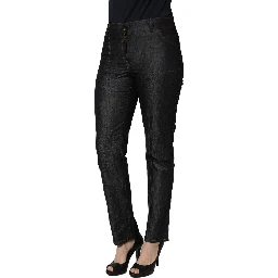 Black Cotton Mid Waist Skinny Denim Trouser Jeans
