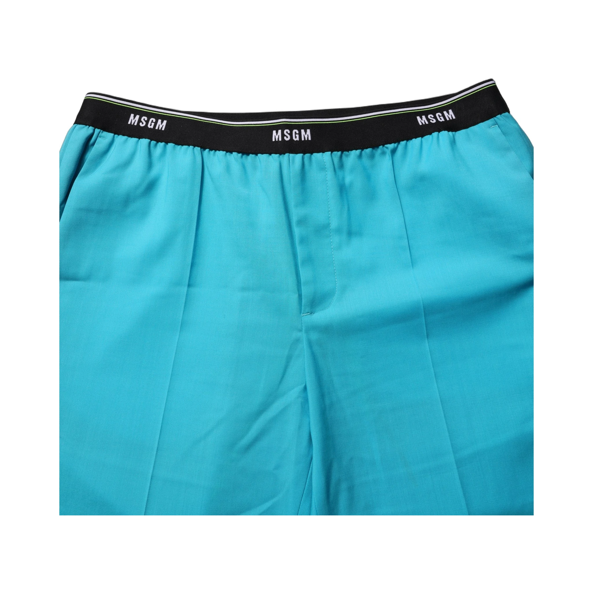Blue Wool Mid Waist Tapered Women Trouser Pants