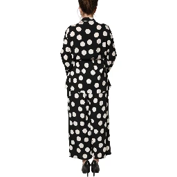 Black White Polka Dot Pajama 2 Piece Set Sleepwear