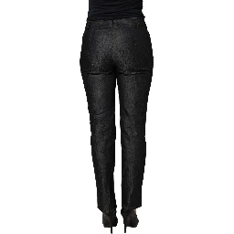 Black Cotton Mid Waist Skinny Denim Trouser Jeans