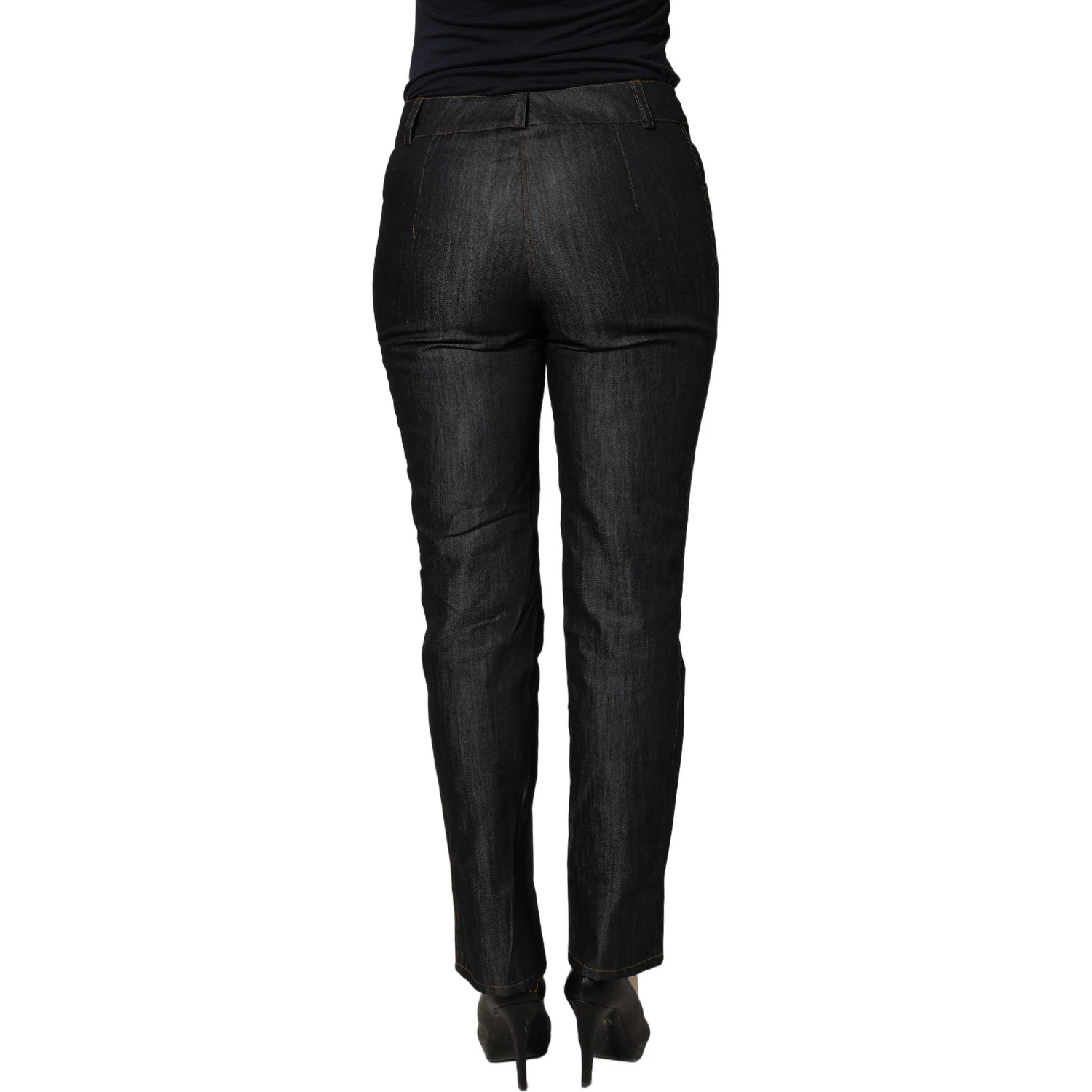 Black Cotton Mid Waist Skinny Denim Trouser Jeans