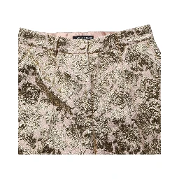 Gold Jacquard Floral Lamé Crop Trouser Pants
