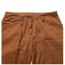 Brown Cotton Mid Waist Skinny Chino Pants