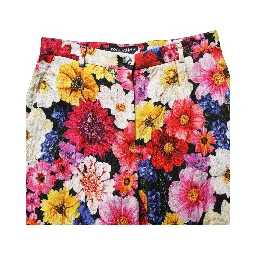Multicolor Floral Print Tapered Trouser Pants