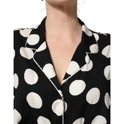 Black White Polka Dot Pajama 2 Piece Set Sleepwear